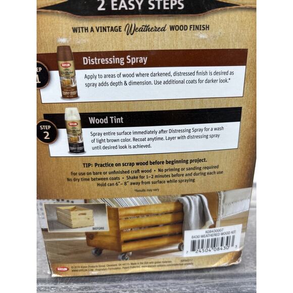 KRYLON VINTAGE FINISH Weathered Wood PAINT KIT, Distressing And Tint Spray {VV} - Picture 8 of 11